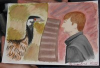 Watercolor of Will and the Emu
Artist: Katherine Crawford
Media: Watercolors
Painted: October 27, 2005
